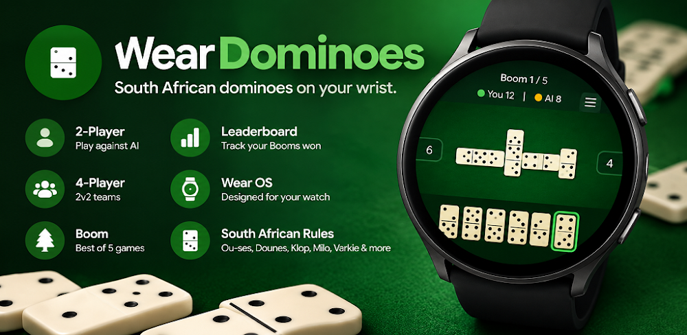 Wear Dominoes Google Play promotional graphic